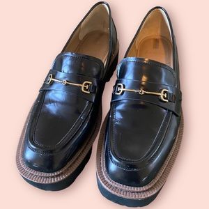 sam edelman chunky platform loafers lug sole black size 9.5
